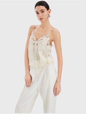 Rich Radi Q's Women's Embroidered Cream Boho Western Suede Tank Top Size M